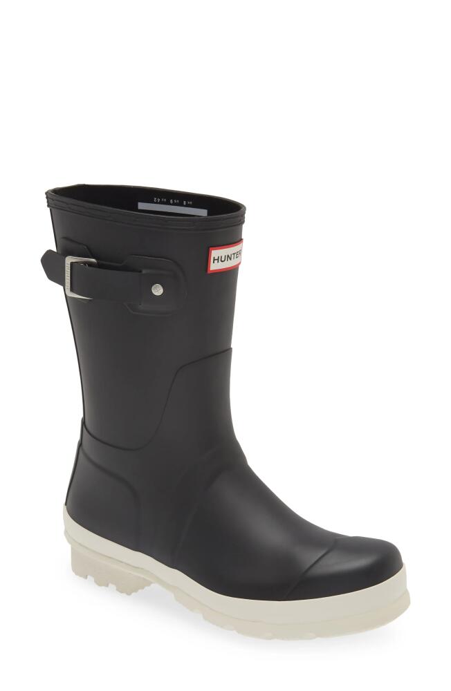 Hunter Original Short Waterproof Rain Boot in Black/White Willow Cover