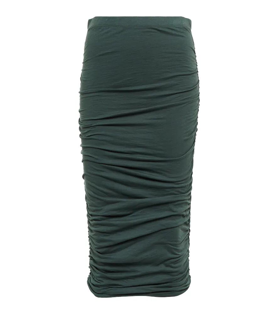 Velvet Lisa ruched cotton-blend midi skirt Cover