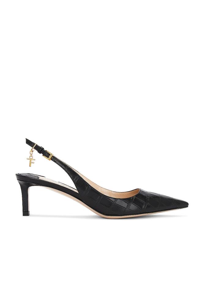 TOM FORD Stamped Croc Angelina 55mm Slingback Pump in Black Cover