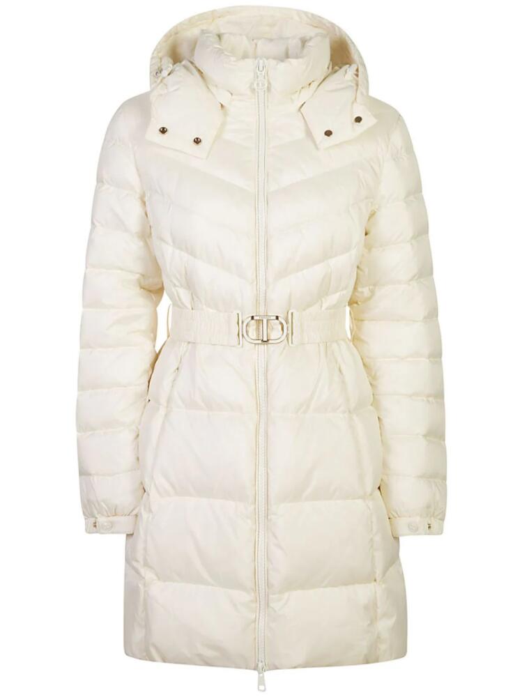 TWINSET belted padded coat - White Cover