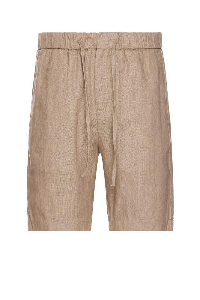 Frescobol Carioca Felipe Linen Shorts in Tan Cover