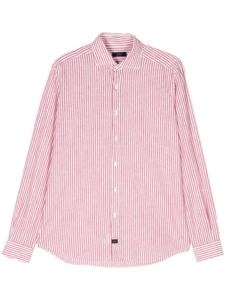 Fay stripe-pattern cotton shirt - Red Cover