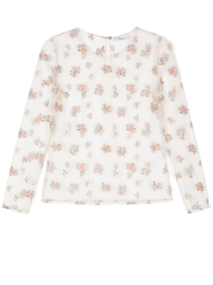 Blumarine floral-embroidered blouse - Neutrals Cover