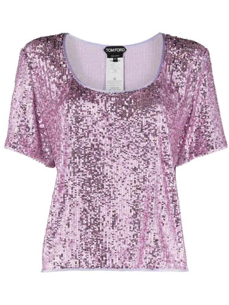 TOM FORD sequin short-sleeve top - Purple Cover