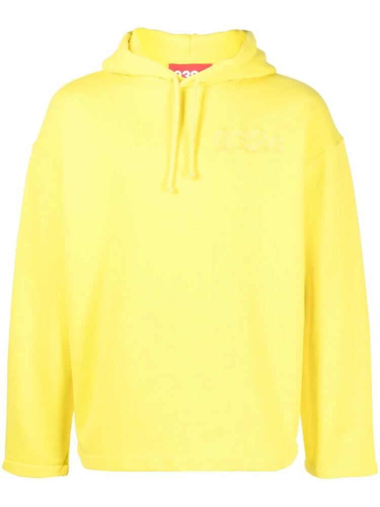 032c logo-embroidered organic cotton hoodie - Yellow Cover