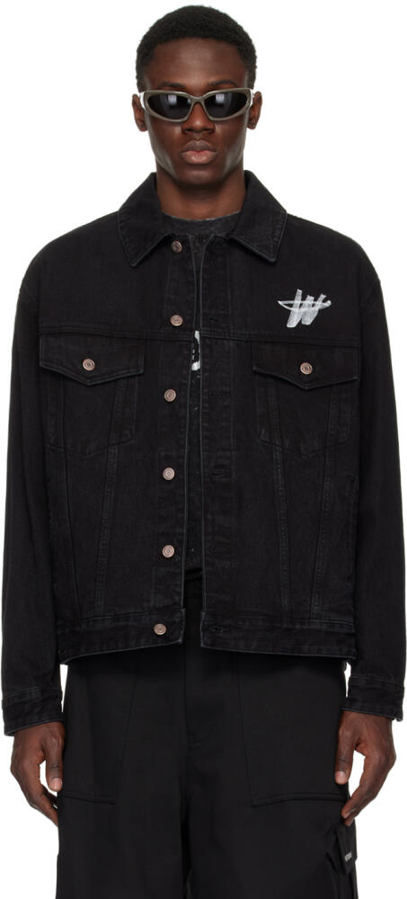 We11done Black Printed Denim Jacket Cover