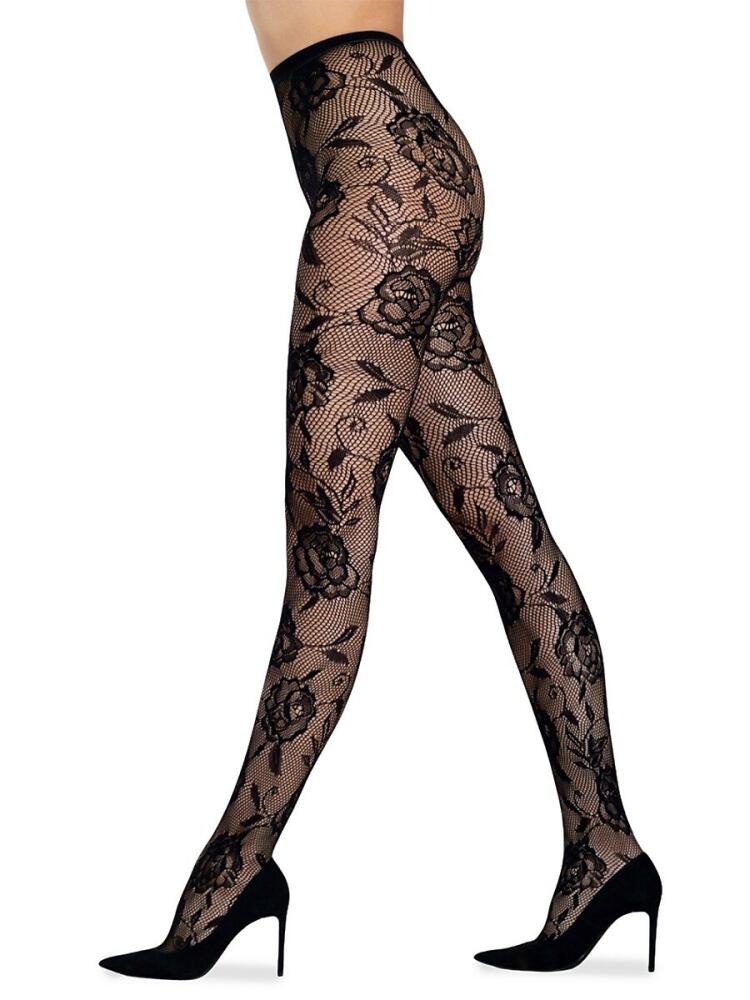 LECHERY Women's Fashion Novelty 1-Pack Floral Net Tights - Black Cover