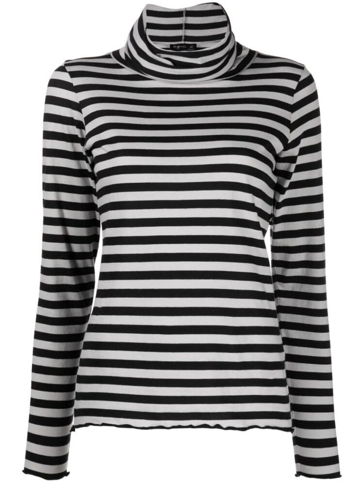 agnès b. Transformable striped cotton T-shirt - Grey Cover