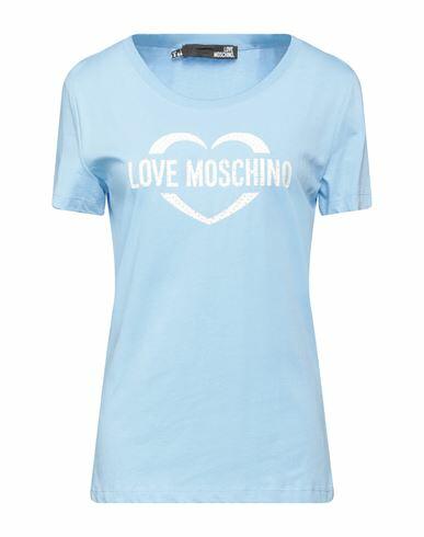 Love Moschino Woman T-shirt Sky blue Cotton, Elastane Cover