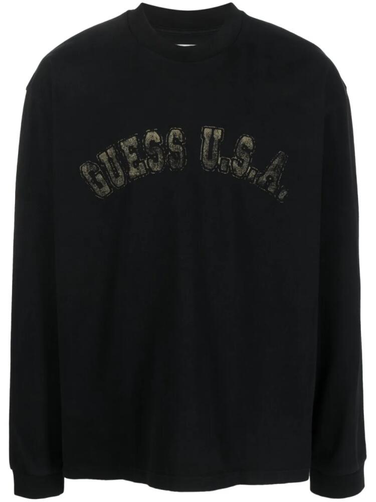 GUESS USA faded logo-print crew-neck sweatshirt - Black Cover