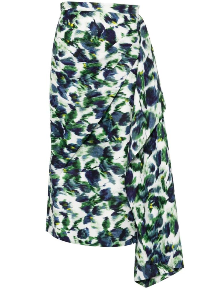 ERDEM floral-print draped midi skirt - White Cover