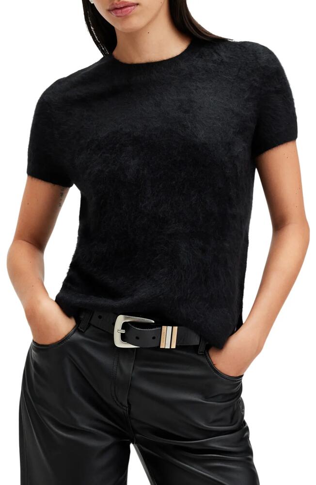 AllSaints Rebel Short Sleeve Cashmere Sweater in Black Cover