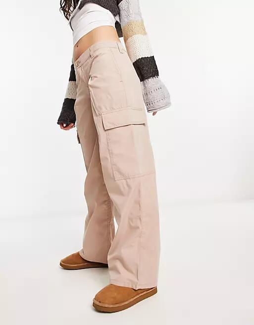 ASOS DESIGN low rise cargo pants in stone-Neutral Cover