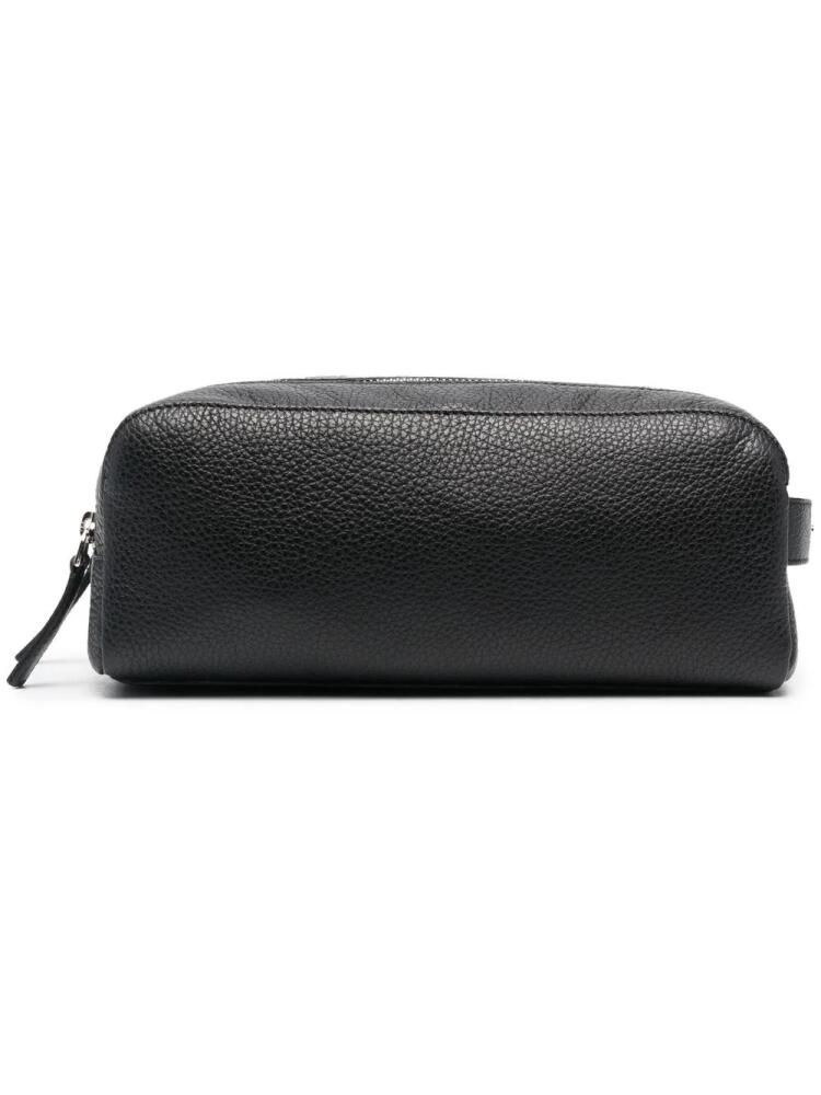 Orciani double-compartment leather wash bag - Black Cover