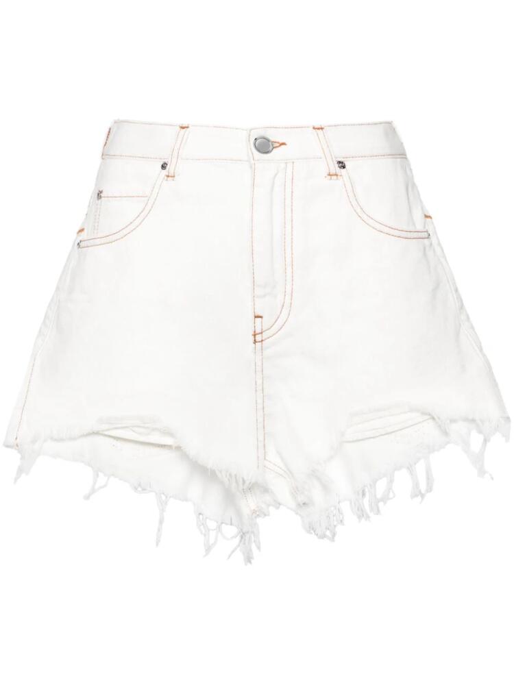 PINKO Honey frayed denim shorts - White Cover