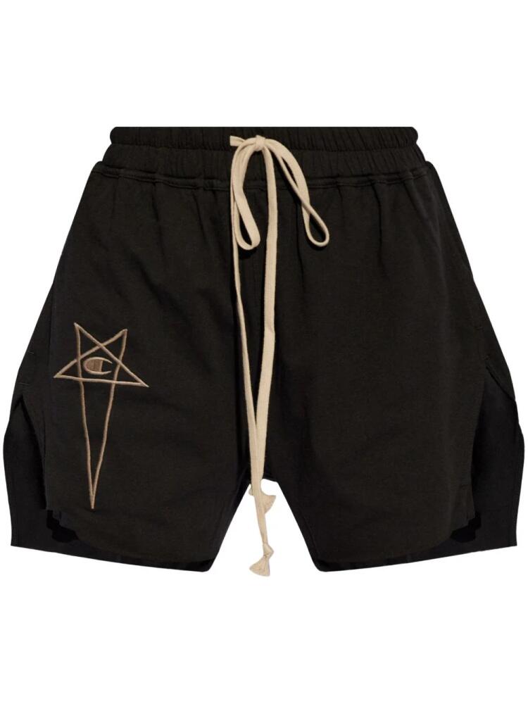 Rick Owens X Champion logo-embroidered track shorts - Black Cover