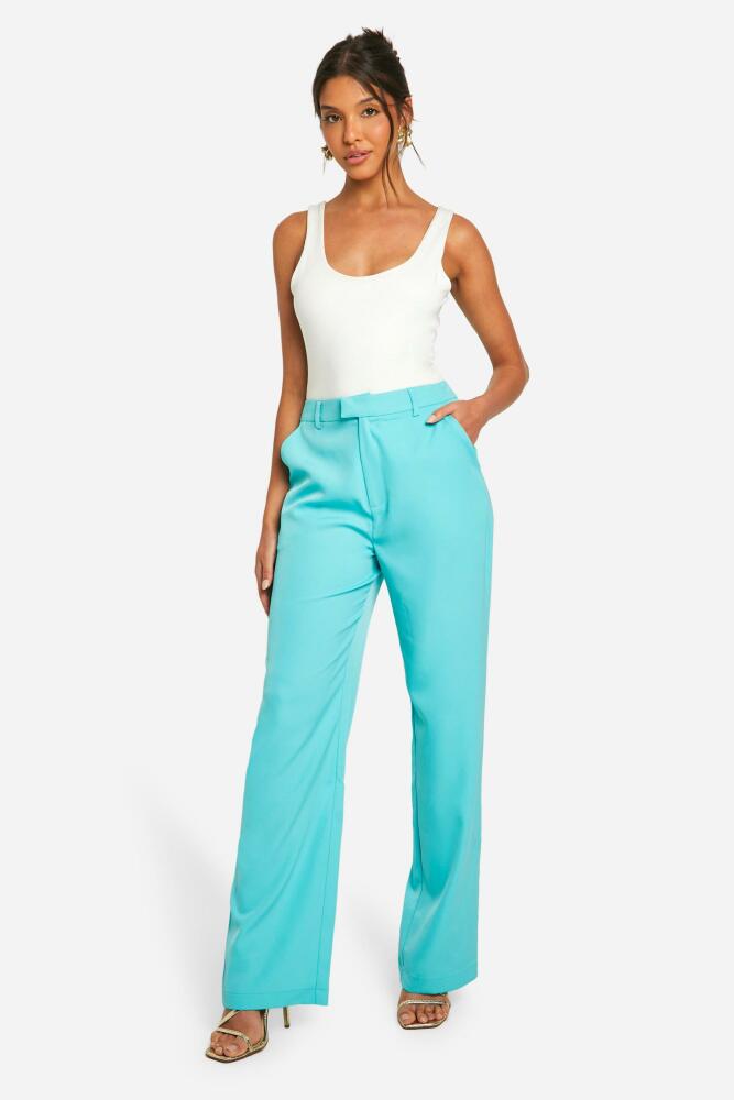 boohoo Womens Pleat Front Wide Leg Dress Pants - Green Cover