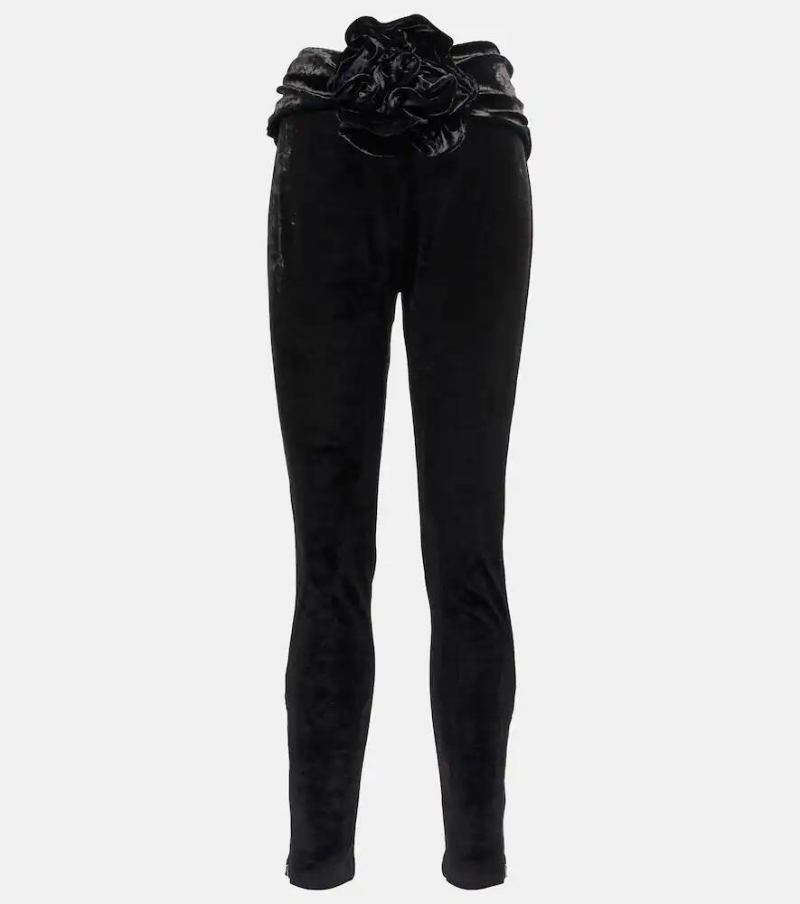 Magda Butrym Floral appliquéd velvet leggings Cover