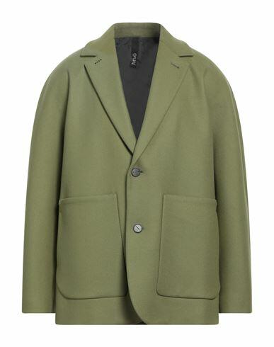 Hevò Man Coat Sage green Virgin Wool, Polyamide Cover