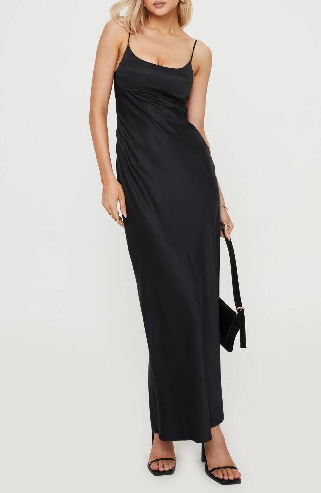 Princess Polly Ravia Satin Maxi Slipdress in Black Cover