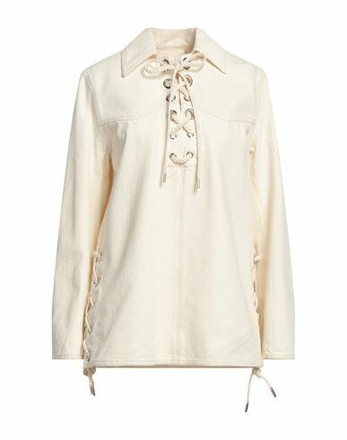 Chloé Woman Denim shirt Ivory Cotton, Hemp, Brass Cover