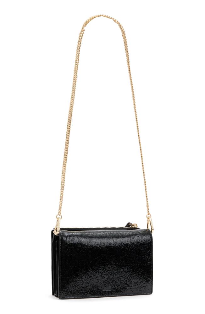 AllSaints Fetch Crinkle Patent Leather Crossbody Bag in Shiny Black Cover