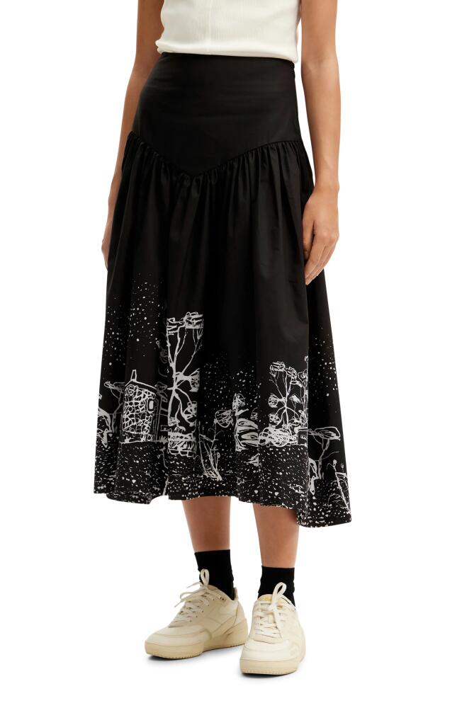 Desigual Landscape Poplin Midi Skirt in Black Cover