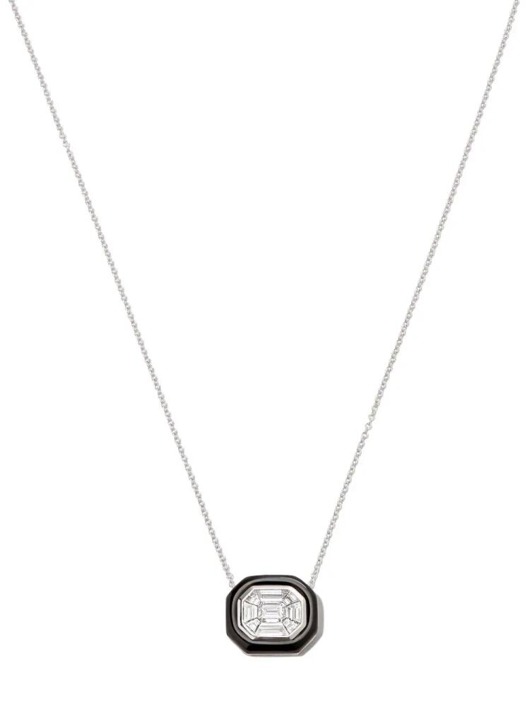 Nikos Koulis 18kt white gold diamond and enamel necklace - Silver Cover