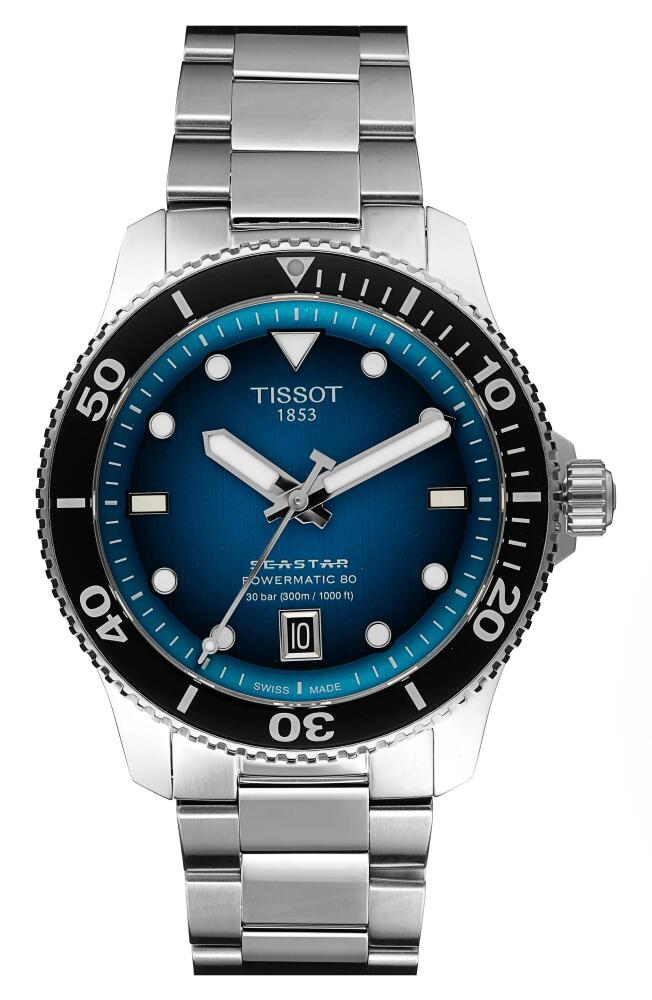 Tissot Tisso Seastar 1000 Powermatic 80 Bracelet Watch, 40mm in Turquoise/silver Cover