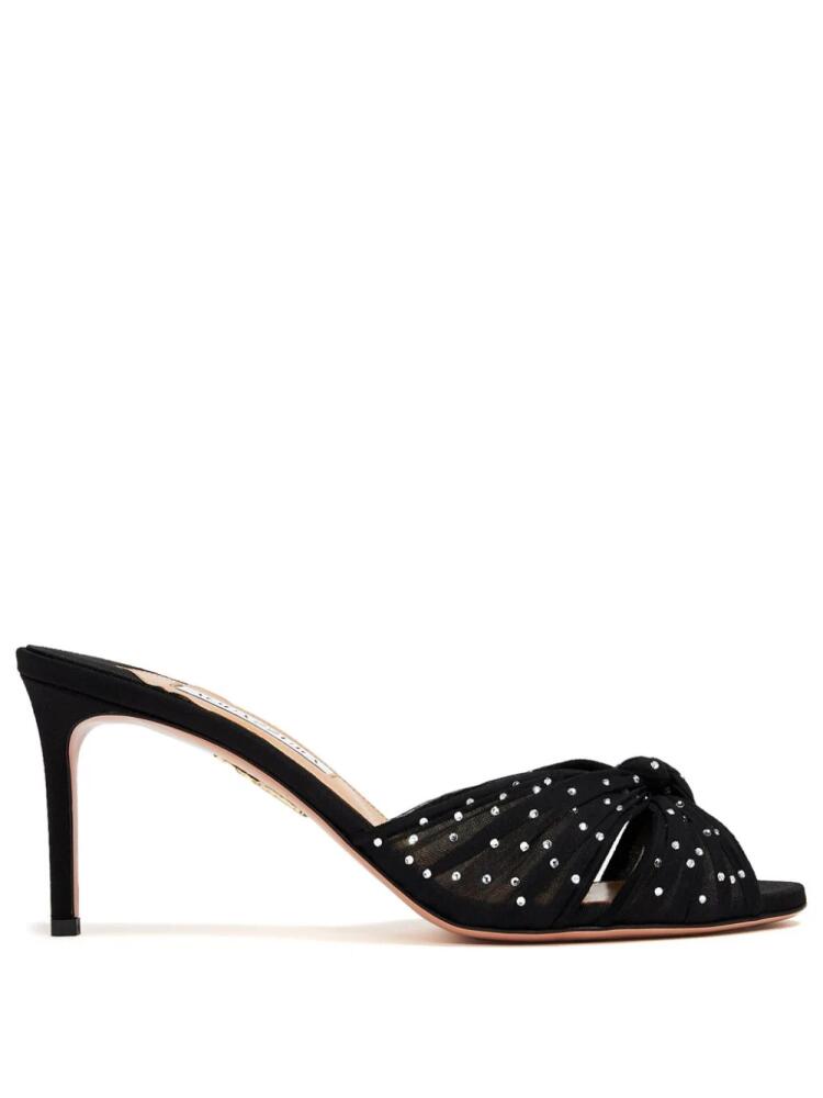 Aquazzura 75mm Slow Kisses mules - Black Cover