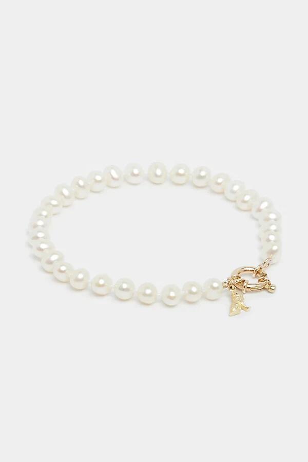 Deux Lions Jewelry Louis Pearl + Solid Gold Bracelet in Pearl Cover