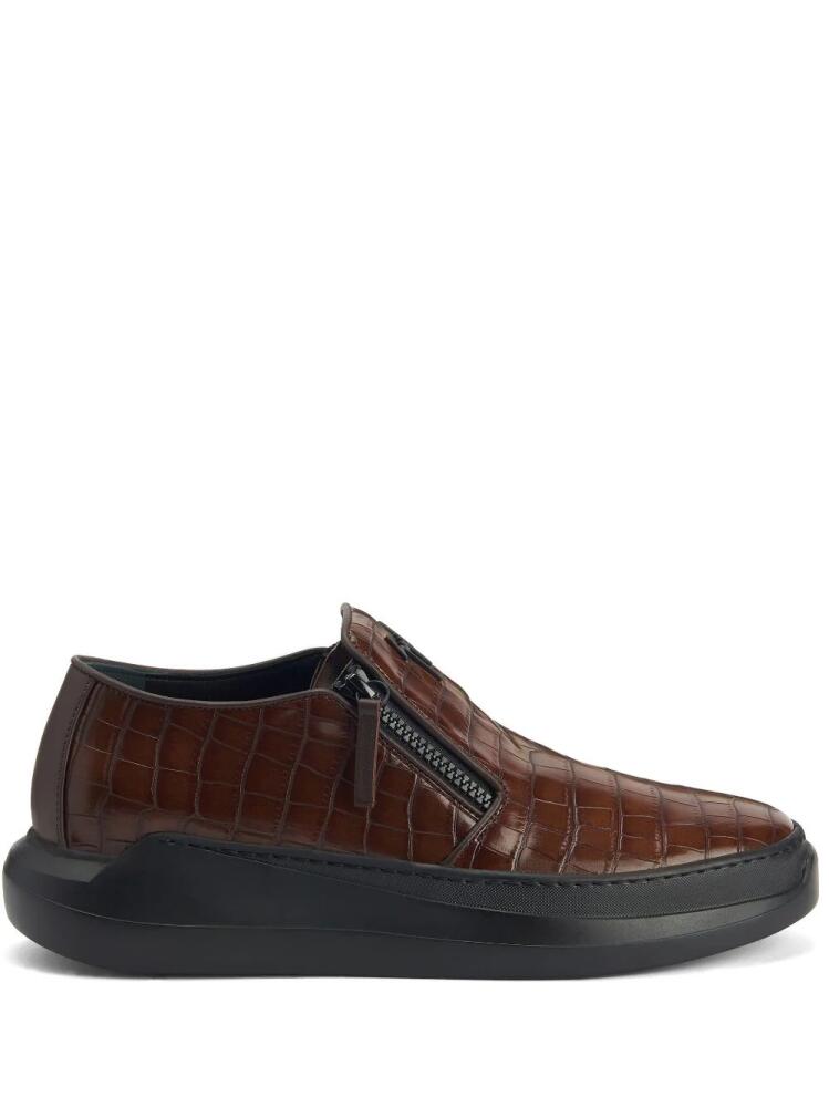 Giuseppe Zanotti crocodile-effect leather slip-on sneakers - Brown Cover