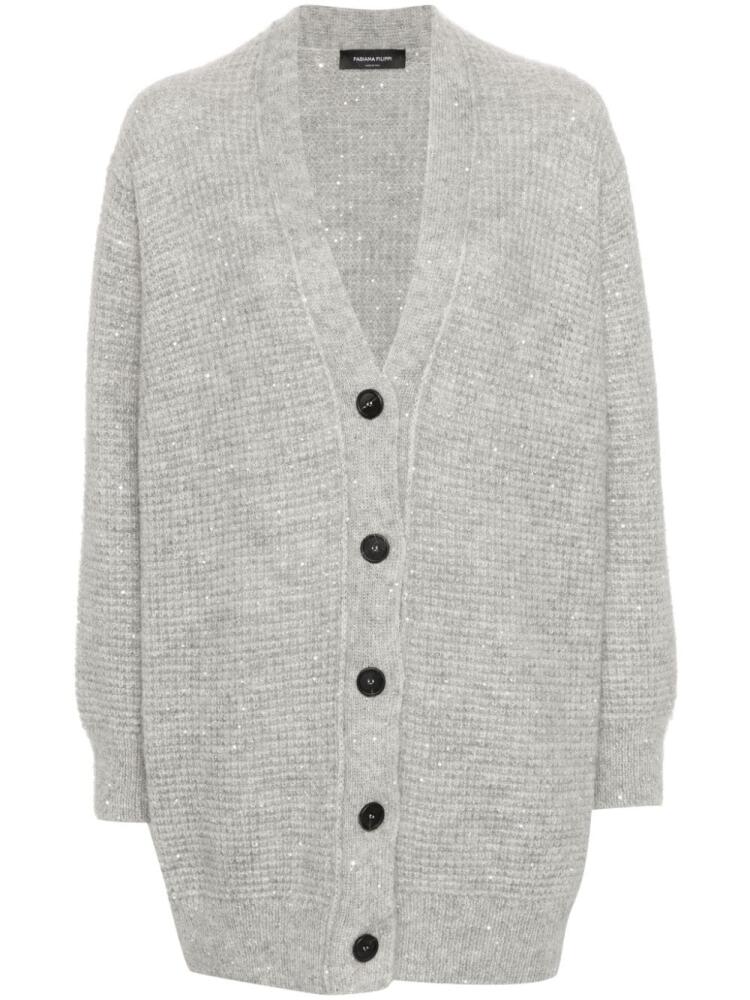 Fabiana Filippi sequinned waffle-knit cardigan - Grey Cover