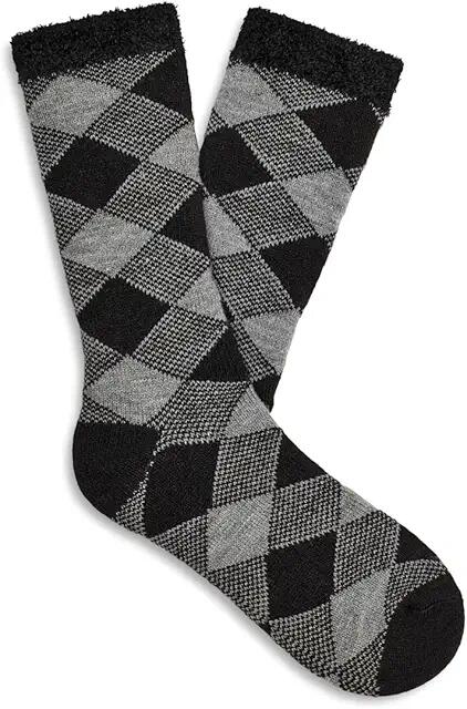 UGG Grady Fleece Lined Crew (Grey/Black) Men's Crew Cut Socks Shoes Cover