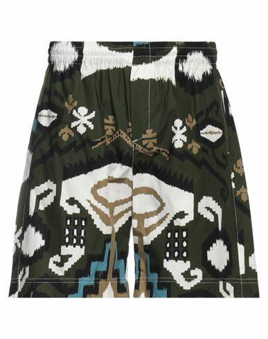 Msgm Man Shorts & Bermuda Shorts Military green Cotton Cover