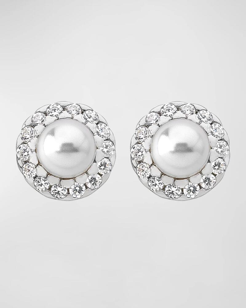 Majorica Cometa Pearl Stud Earrings with Cubic Zirconia Halo Cover