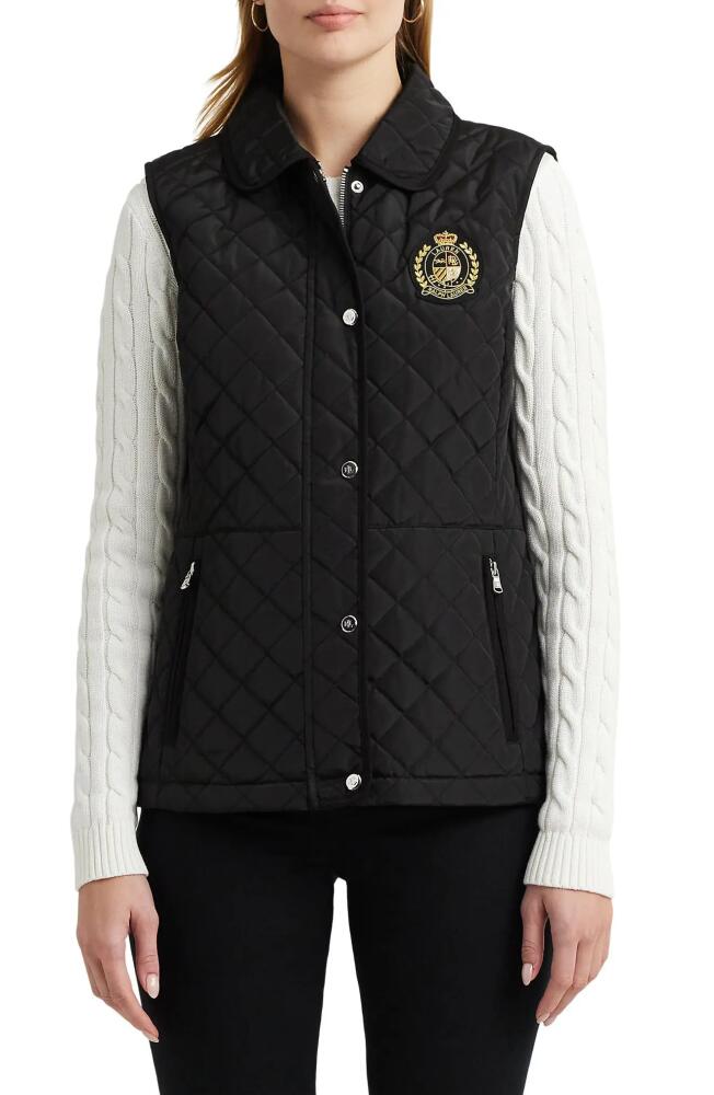 Lauren Ralph Lauren Quilted Snap Front Vest in Black Cover