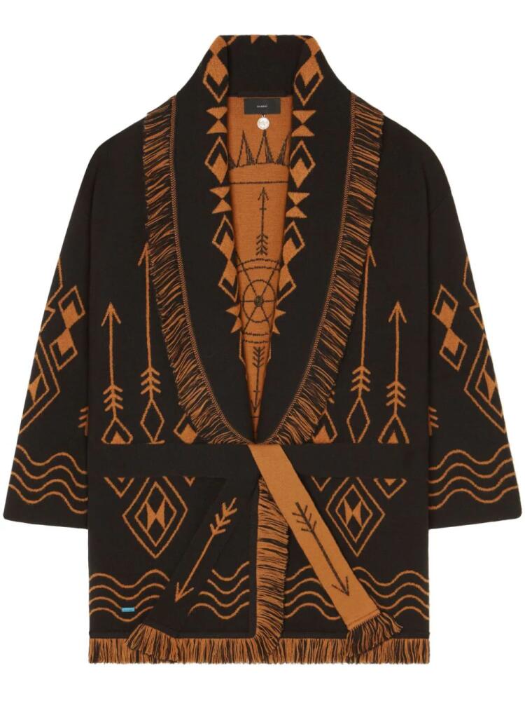 Alanui patterned-jacquard cashmere cardigan - Black Cover