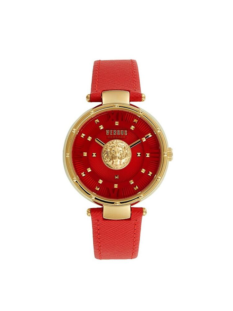 Versus Versace 38MM Goldtone IP Stainless Steel Studded Leather Strap Watch Cover