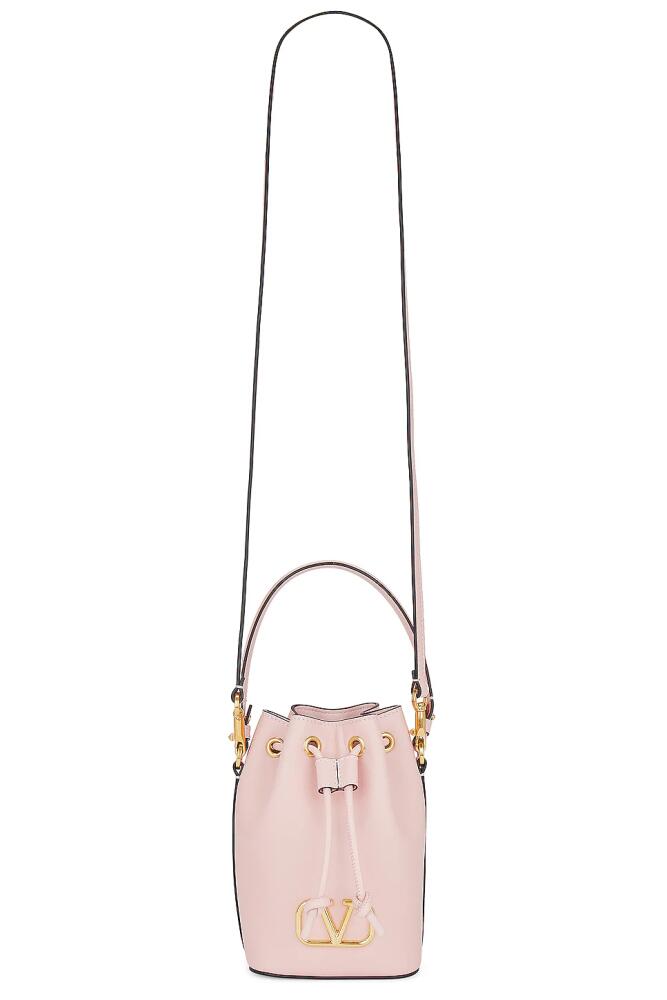 Valentino Garavani V Logo Signature Mini Bucket Bag in Rose Cover