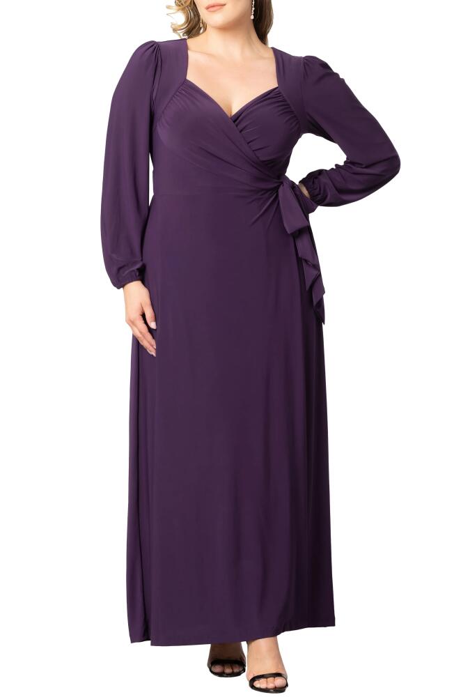 Kiyonna Modern Muse Long Sleeve Wrap Gown in Imperial Plum Cover