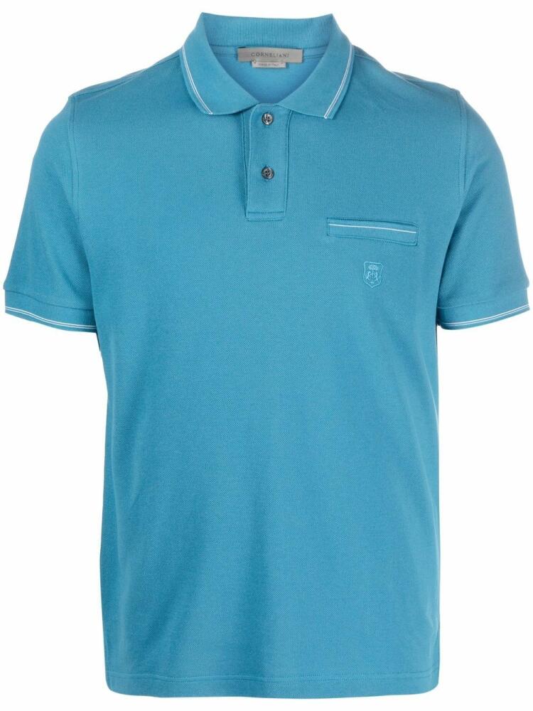 Corneliani short-sleeve cotton polo shirt - Blue Cover