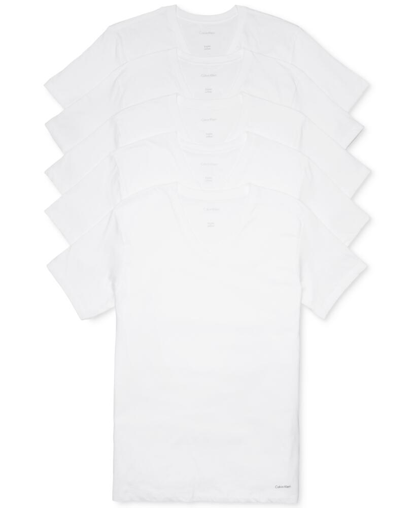 Calvin Klein Men's 5-Pk. Cotton Classics V-Neck Undershirts, Created for Macy's - White Cover