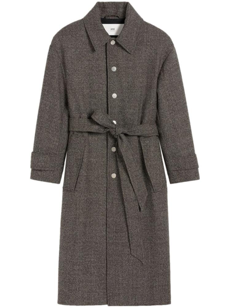 AMI Paris belted single-breasted coat - Grey Cover