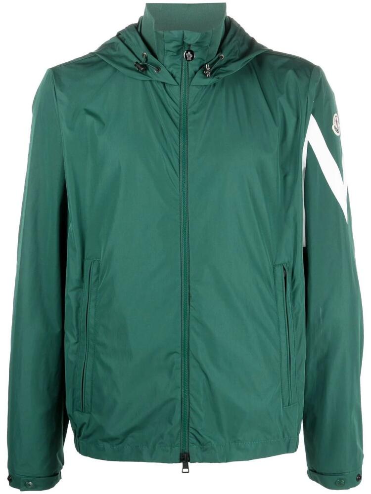 Moncler logo-patch hooded windbreaker - Green Cover