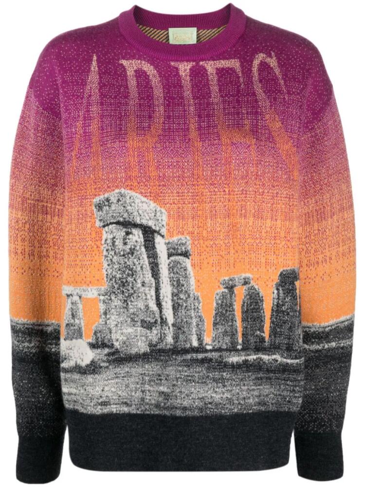 Aries Henge illustration-style intarsia jumper - Pink Cover