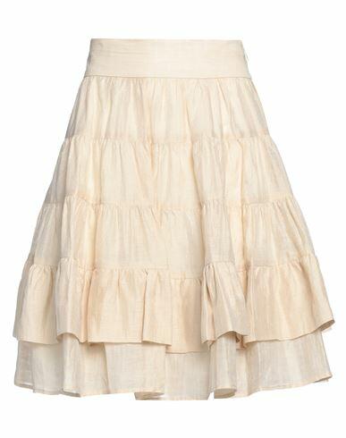 Sandro Woman Mini skirt Beige Linen, Polyester Cover