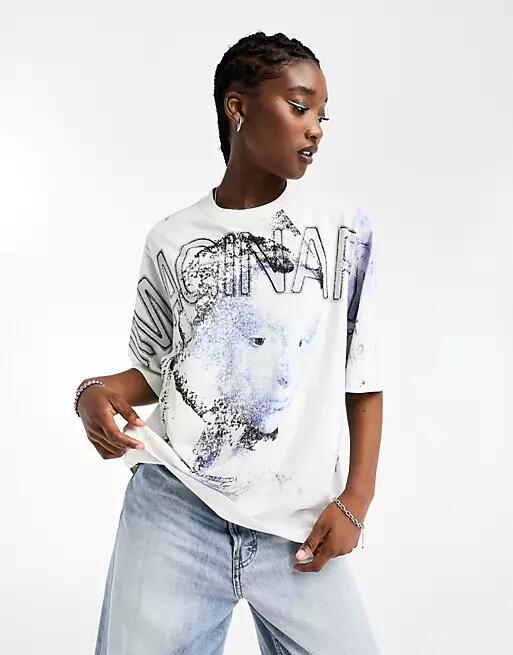 Weekday loose fit imaginary print graphic t-shirt in white Cover