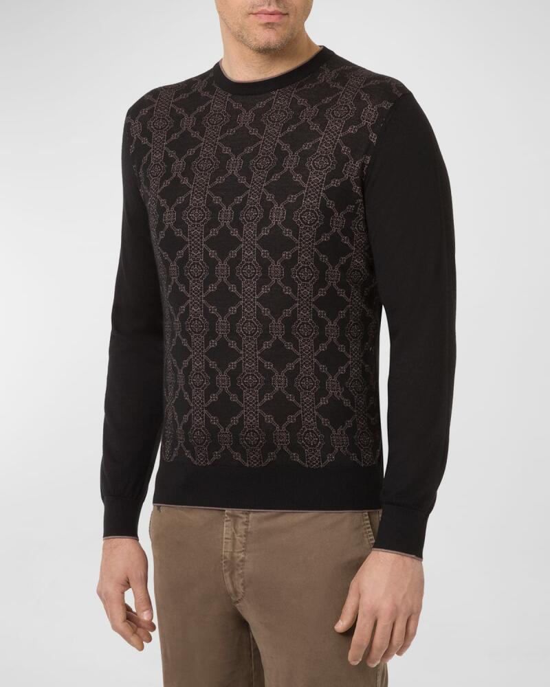 Stefano Ricci Men's Patterned Cashmere-Silk Sweater Cover