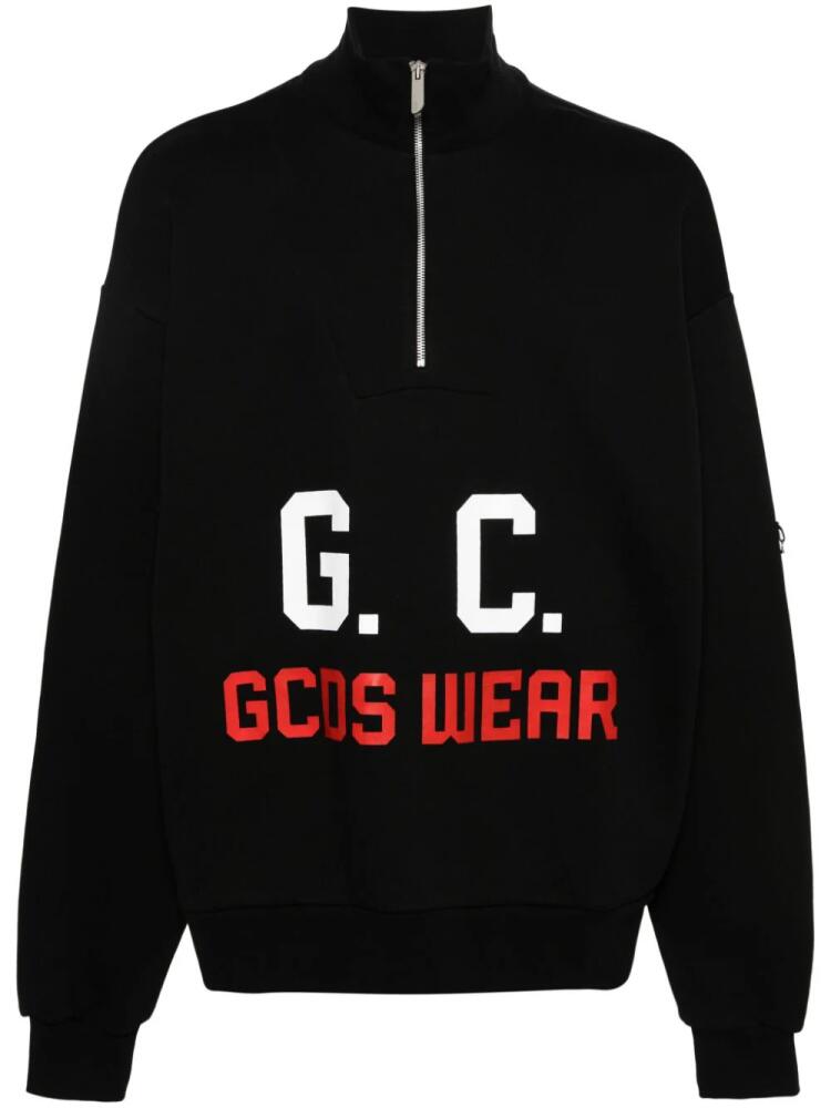 GCDS logo-print half-zipped sweatshirt - Black Cover